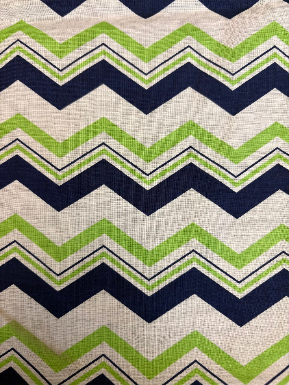 Navy & Lime Green Chevron Cotton Fabric