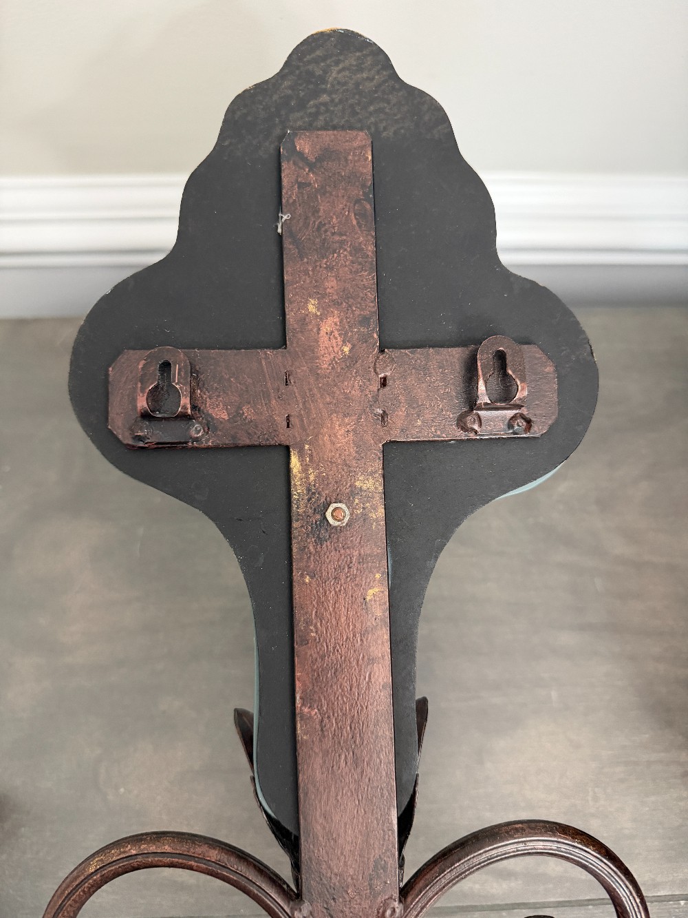 Ornate Iron & Etched Mirror Double Candle Wall Sconce