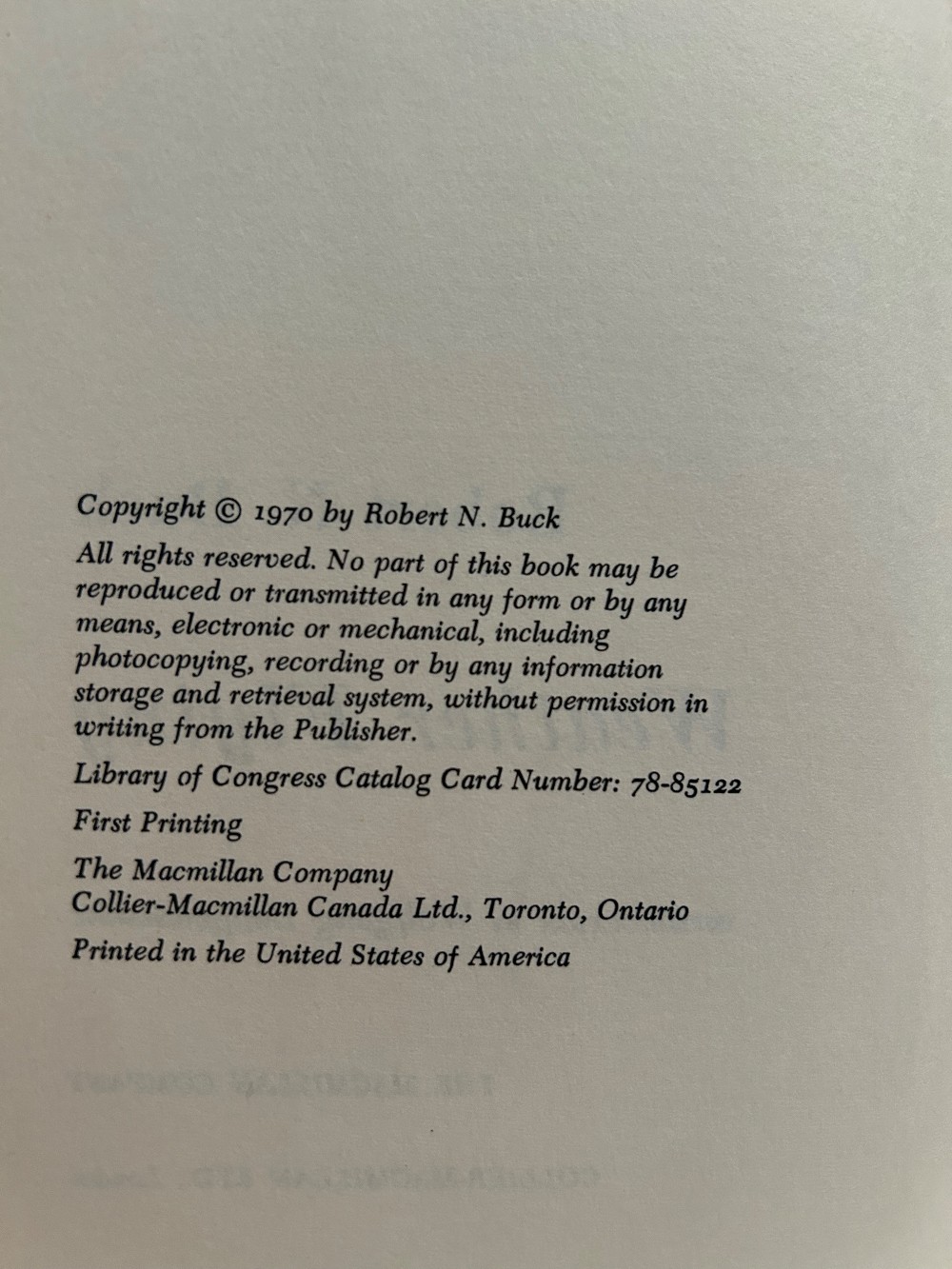 Book: Weather Flying Robert N Buck 1970 Hardcover True First Edition 1st Printing