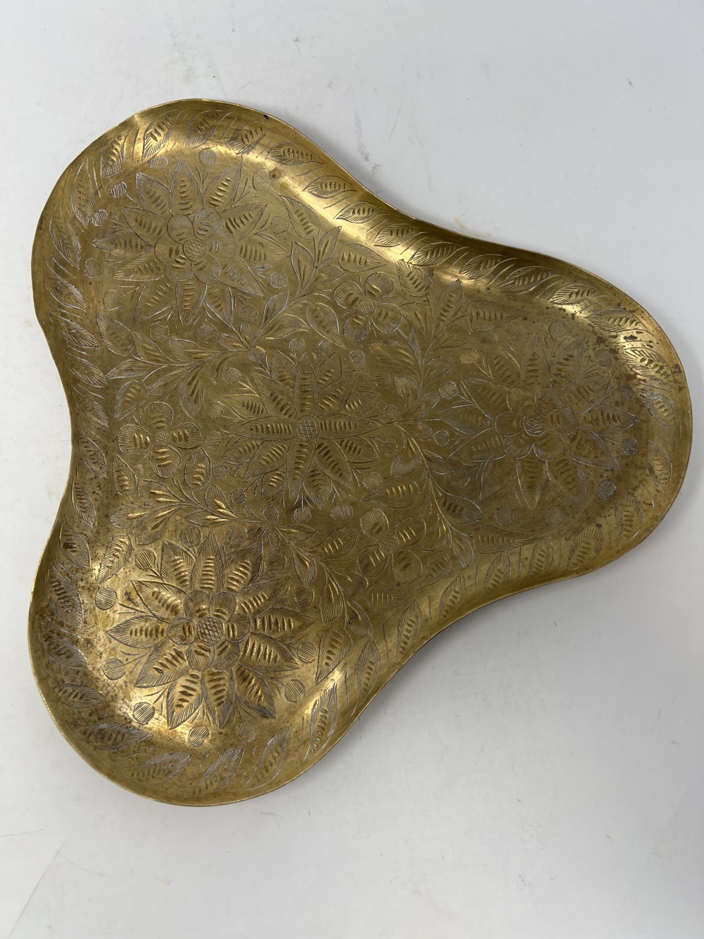 Vintage Etched Brass Tray