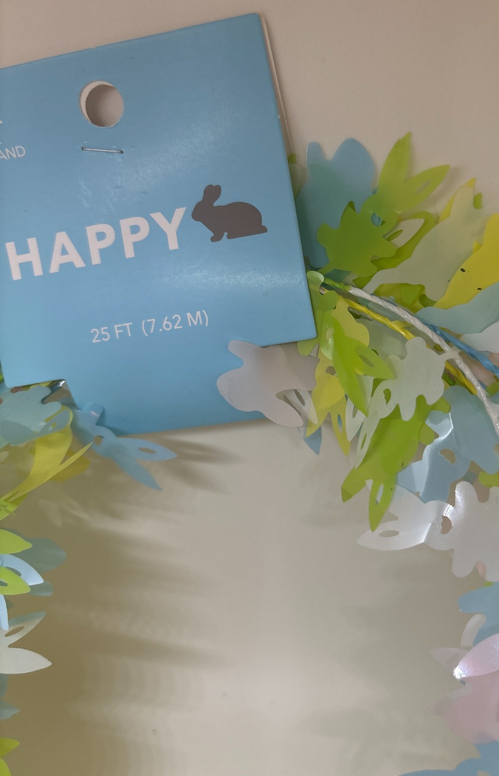 Easter Happy Bunny tinsel garland 25ft