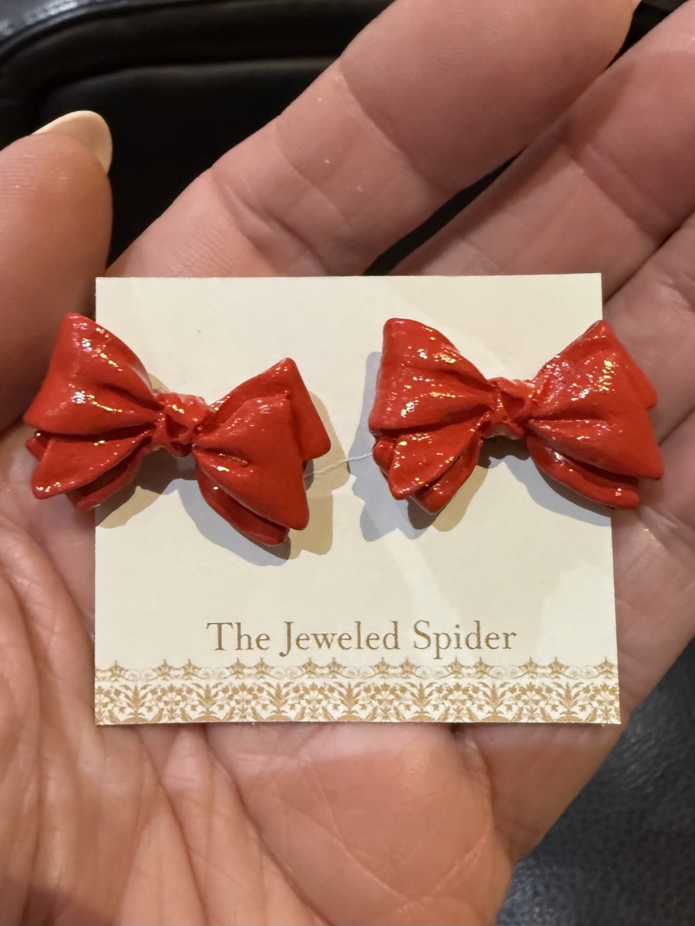 Stud Earrings - Red Bows