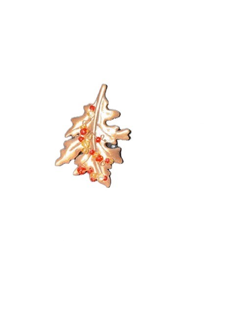 Copper Beaded Oak Leaf Brooch Fall Season