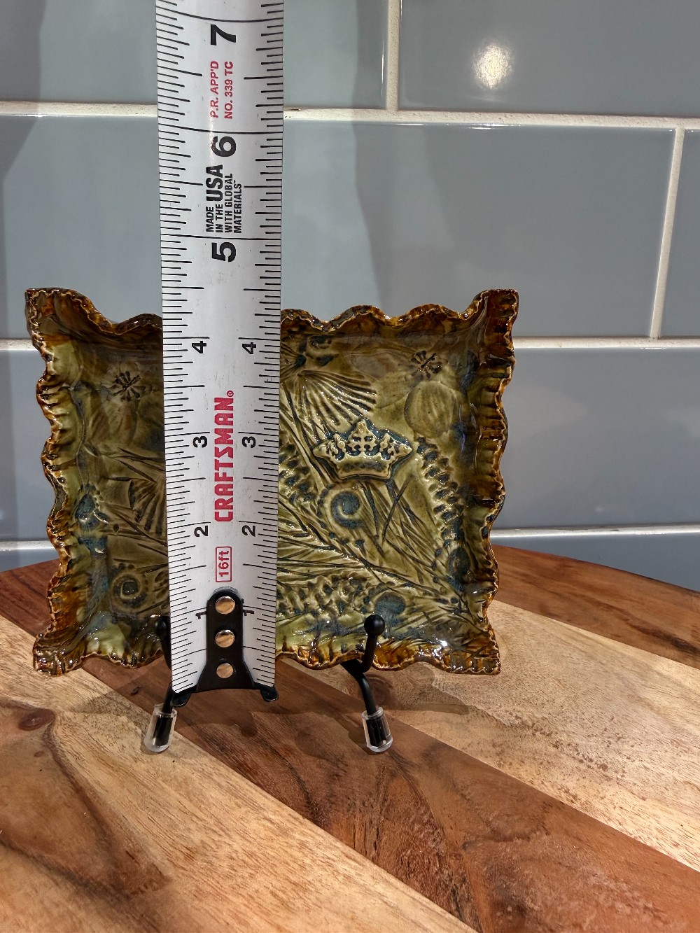 Studio Pottery Botanical Relief Soap Dish/ Trinket Tray