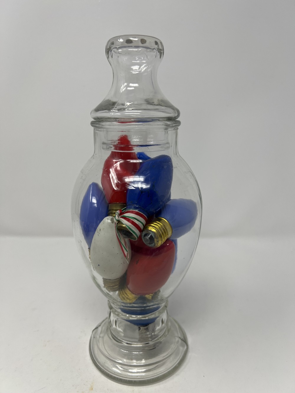 Vtg Apothecary Jar w/Lid & Vtg Lights