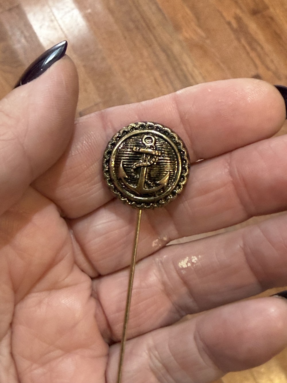 Hat Pin / Scarf Pin - Vintage Anchor Button, Lapel Pin, Hat Pins,