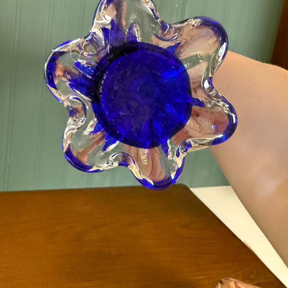 Cobalt Blue Swung Glass Bud Vase