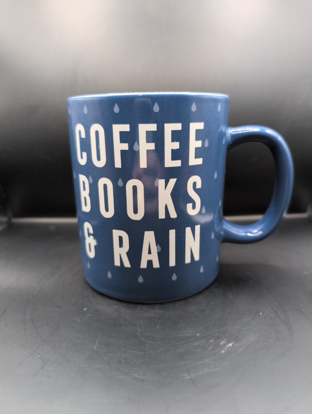 Coffee, Books, & Rain mug