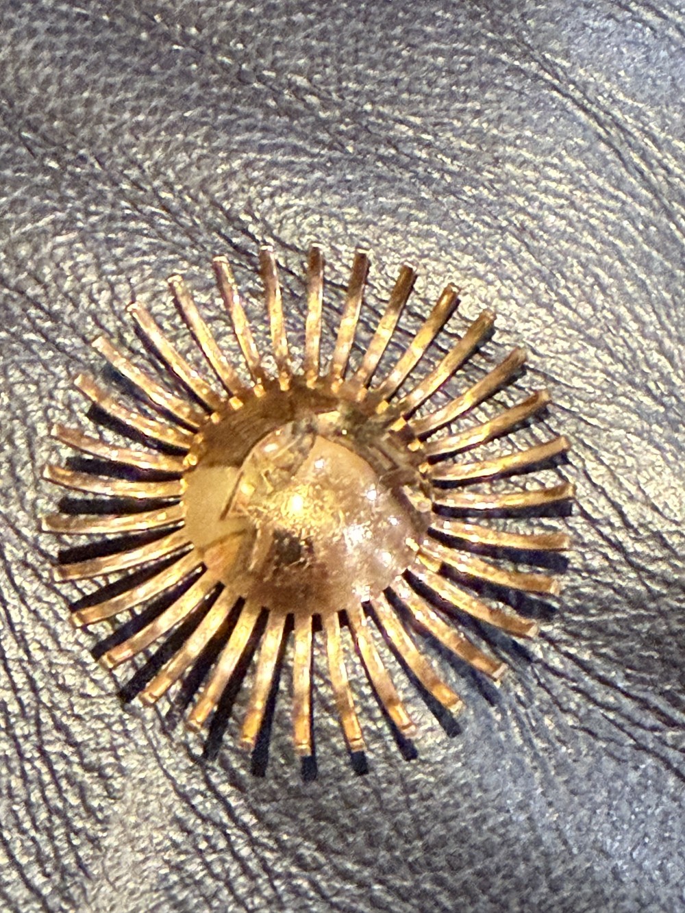 Vintage Gold Round Spikey Brooch Pin