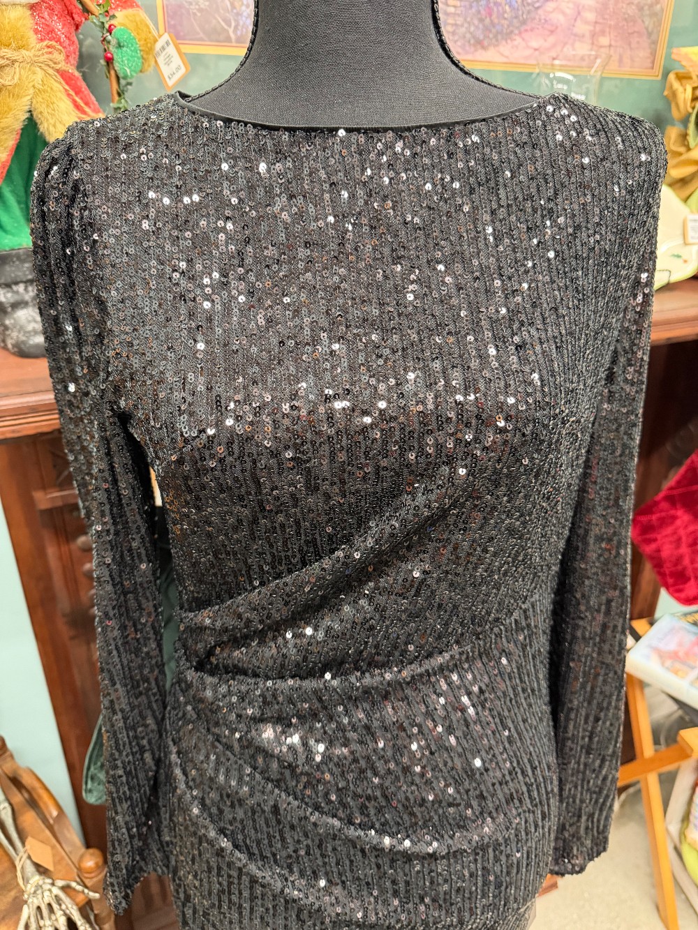 Black Sequin Cocktail Dress