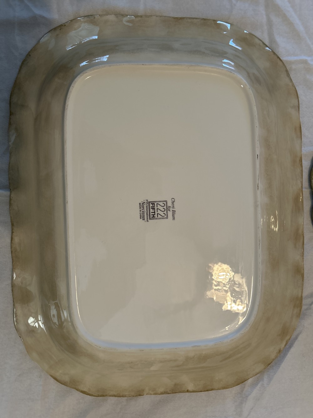 Cheri Blum for 222 FIFTH Large Serving Bowl and Platter - Narcissus Floral Pattern - see pics