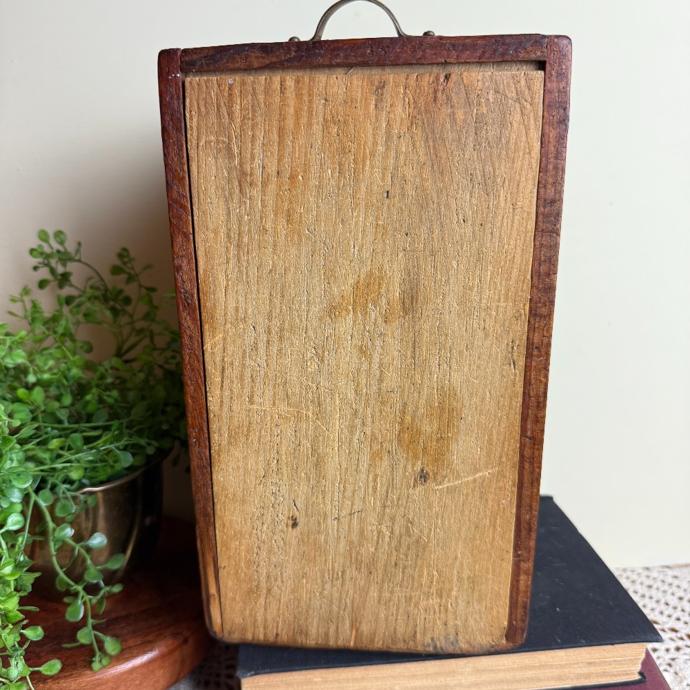 Antique Wood Dovetailed Drawer with Brass Pull