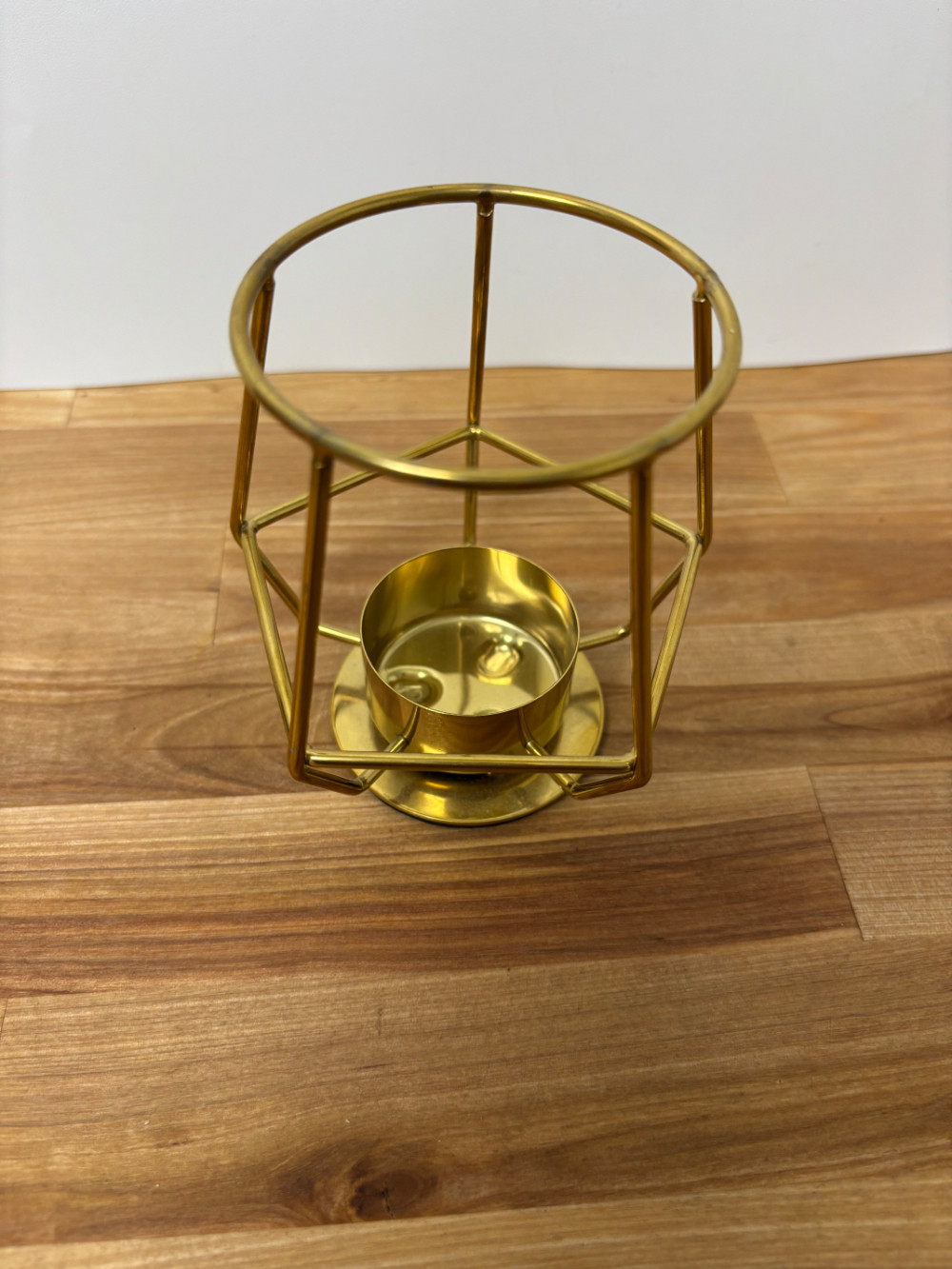 Gold Geometric Metal Tealight Candle Holder Modern Open Frame Table Decor