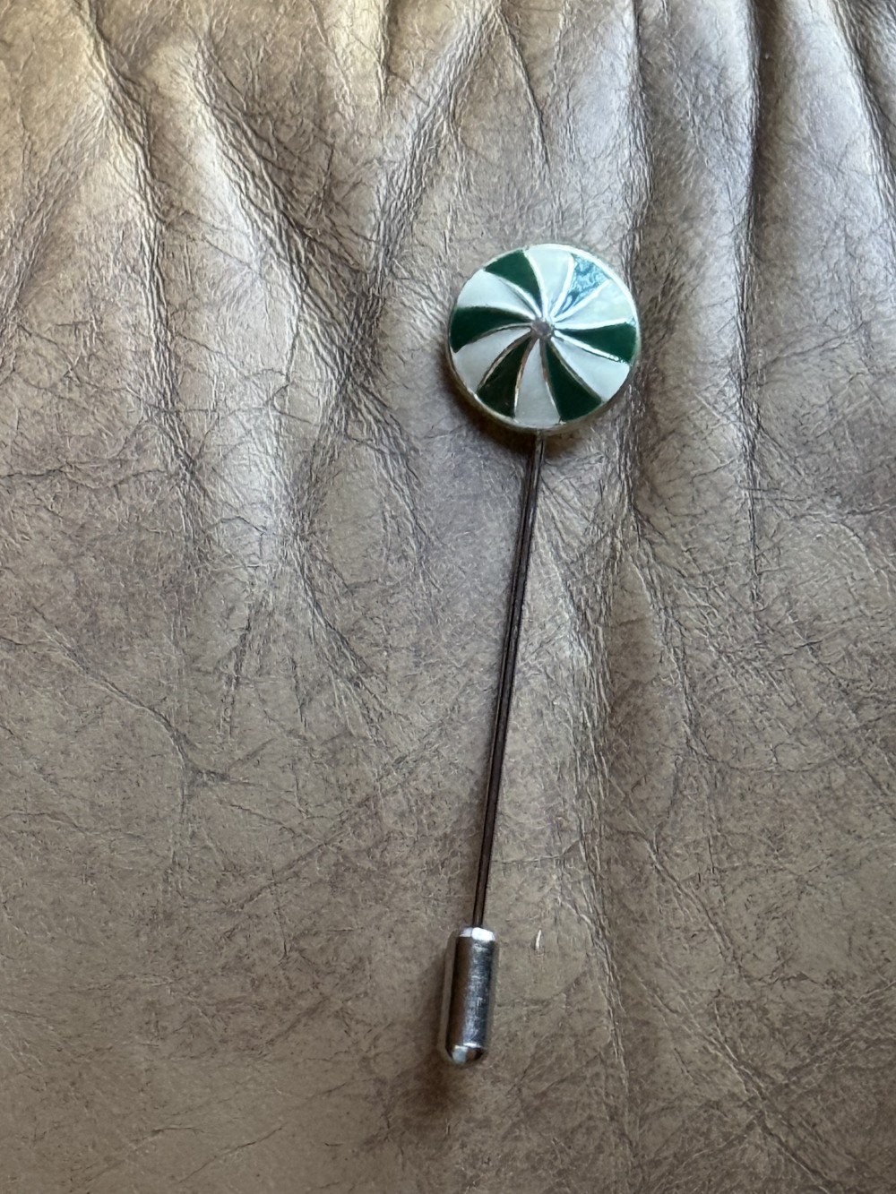 Hat Pin / Scarf Pin - Peppermint Candy in Green, Lapel Pin