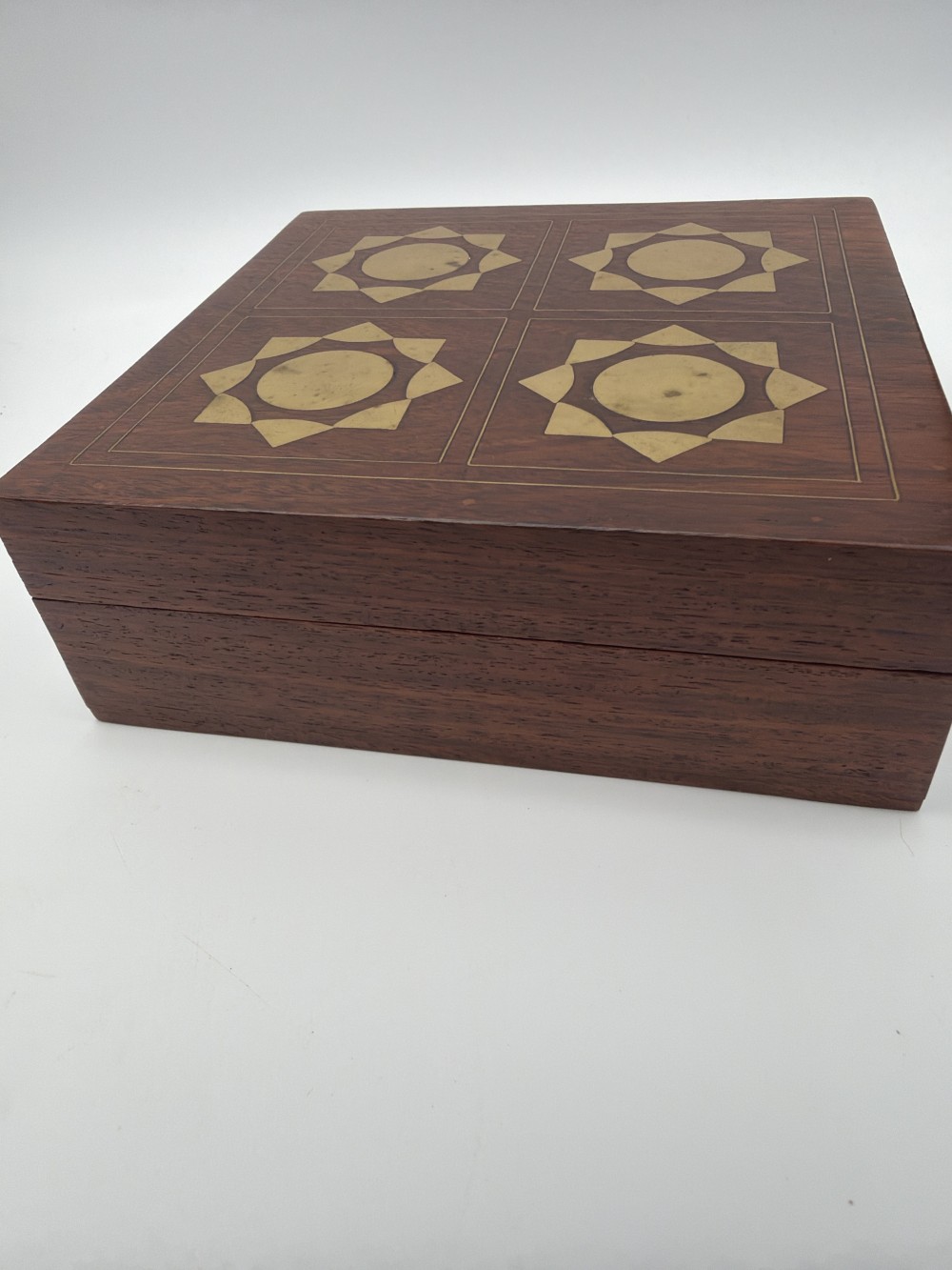 Vintage Wood & Brass Inlay Box