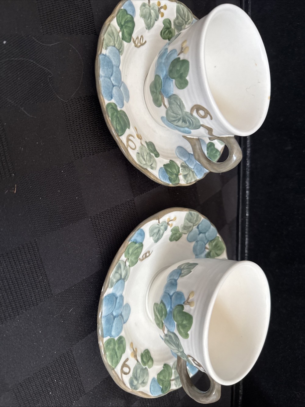 CUP/SAUCER SET (2)  METLOX, SCULPTURED GRAPE