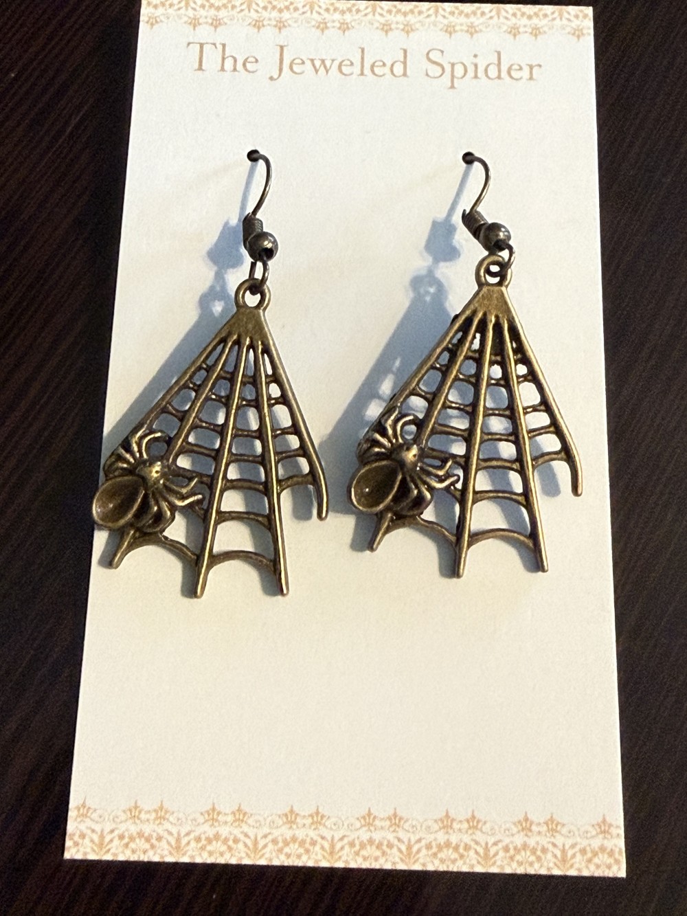 Earrings - Spider Web Triangle with Spider