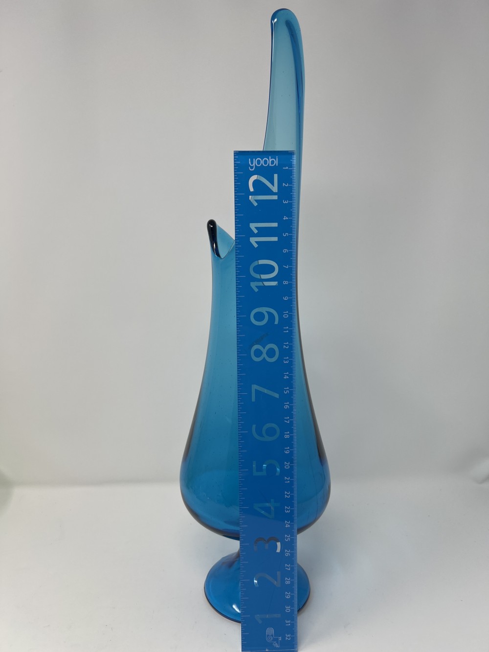 LE Smith Peacock Blue Smoothie Swung Vase; approx 16”