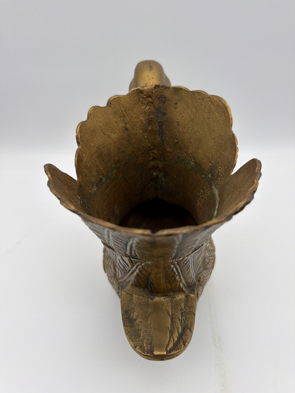 Heavy Vintage Brass Swan Planter