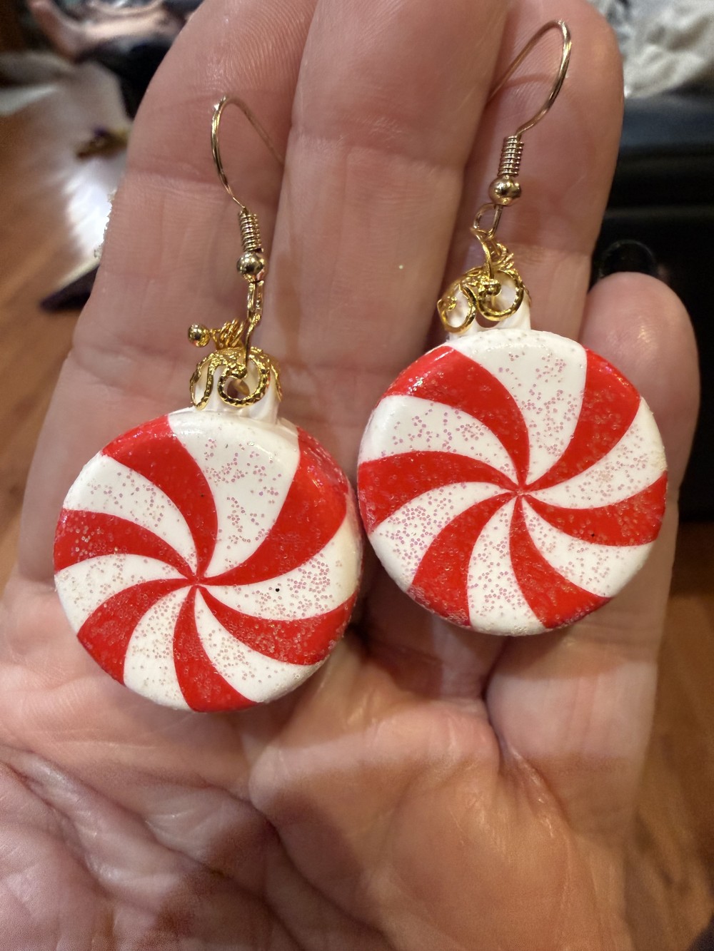 Earrings - Peppermint Candy Gold Topper, Candies