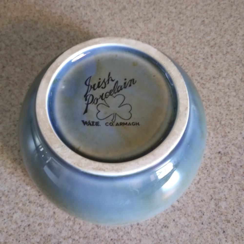 Irish Porcelain Blue Bowl, Elk Inside