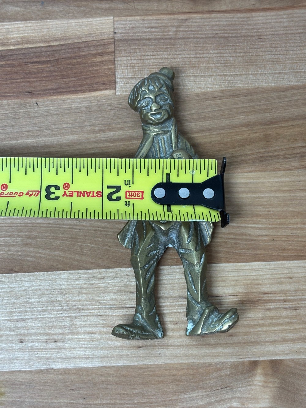 Brass Clown Accordion Player Wall Plaque Vintage Cast Brass Figure
