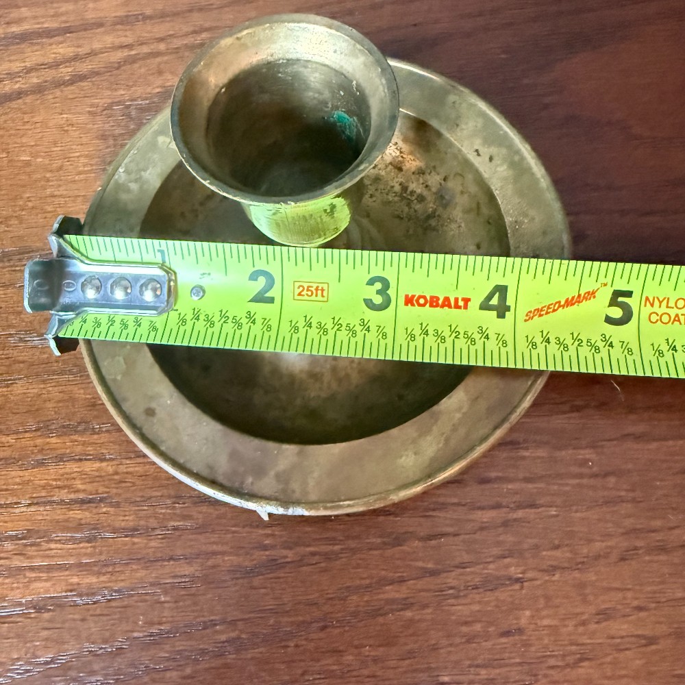 Vintage Brass Chamberstick Candle Holder, Saucer Base with Pointed Rest
