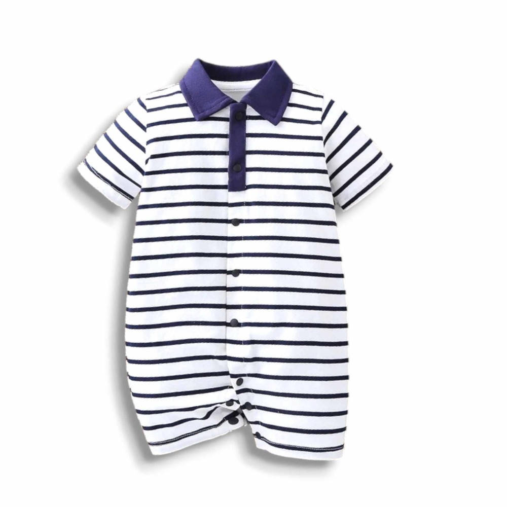 Blue & White Striped Romper
