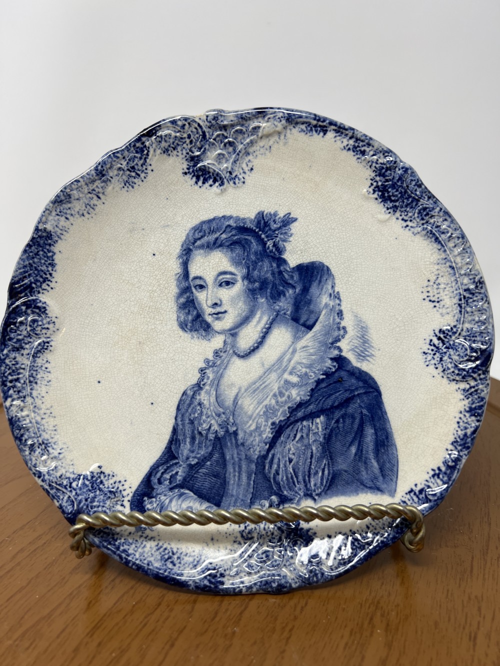 Antique Blue & White Portrait Plate