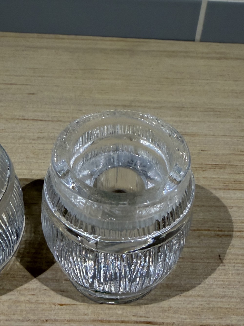 VTG Nybro Sweden Ribbed Glass Candle Holders, Pair — 3”