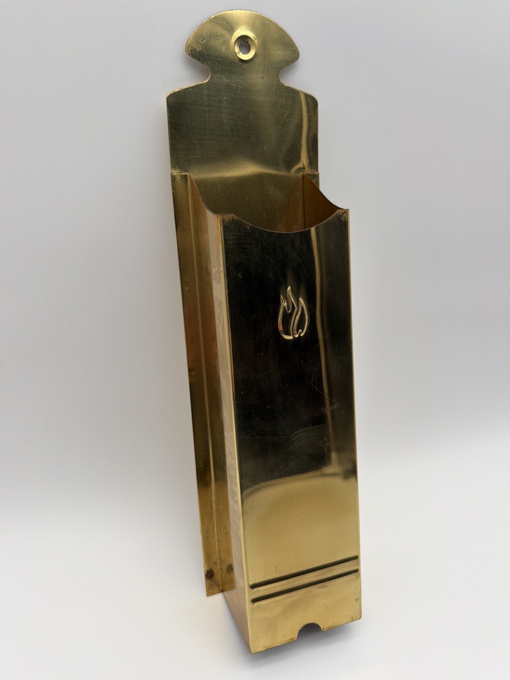 Vtg Brass Wall-Mounted Match Holder