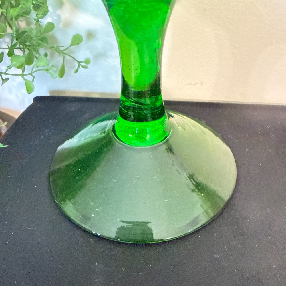 Vintage Empoli Green Diamond Optic Footed Vase