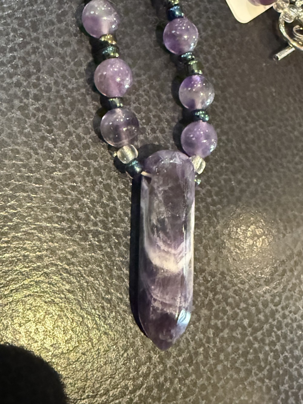 Necklace - Purple Crystal and Stone