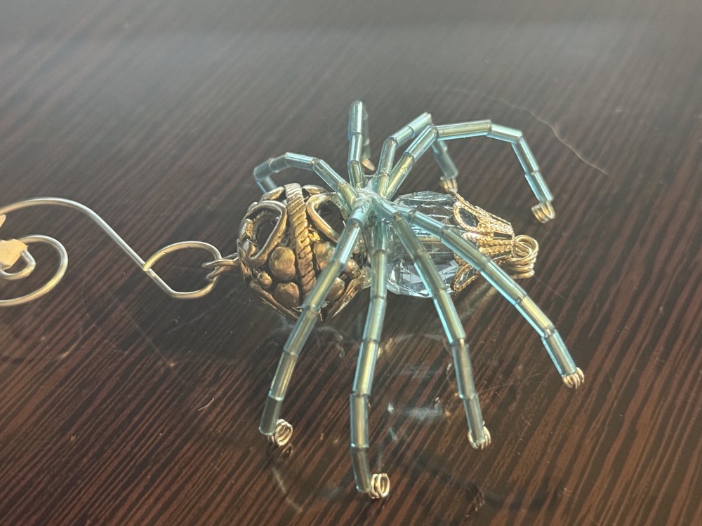 Ornament - Spider Silver & Teal