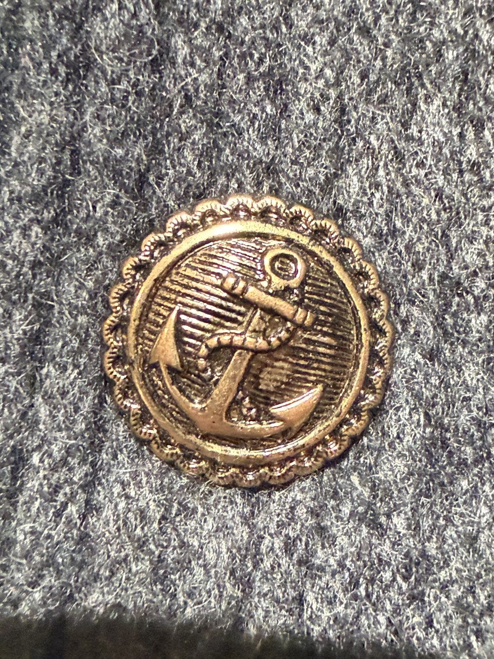 Hat Pin / Scarf Pin - Vintage Anchor Button, Lapel Pin, Hat Pins,