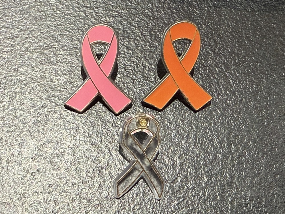 Ribbon Pins - Set of Three, Enamel Pins, Breast Cancer Awareness