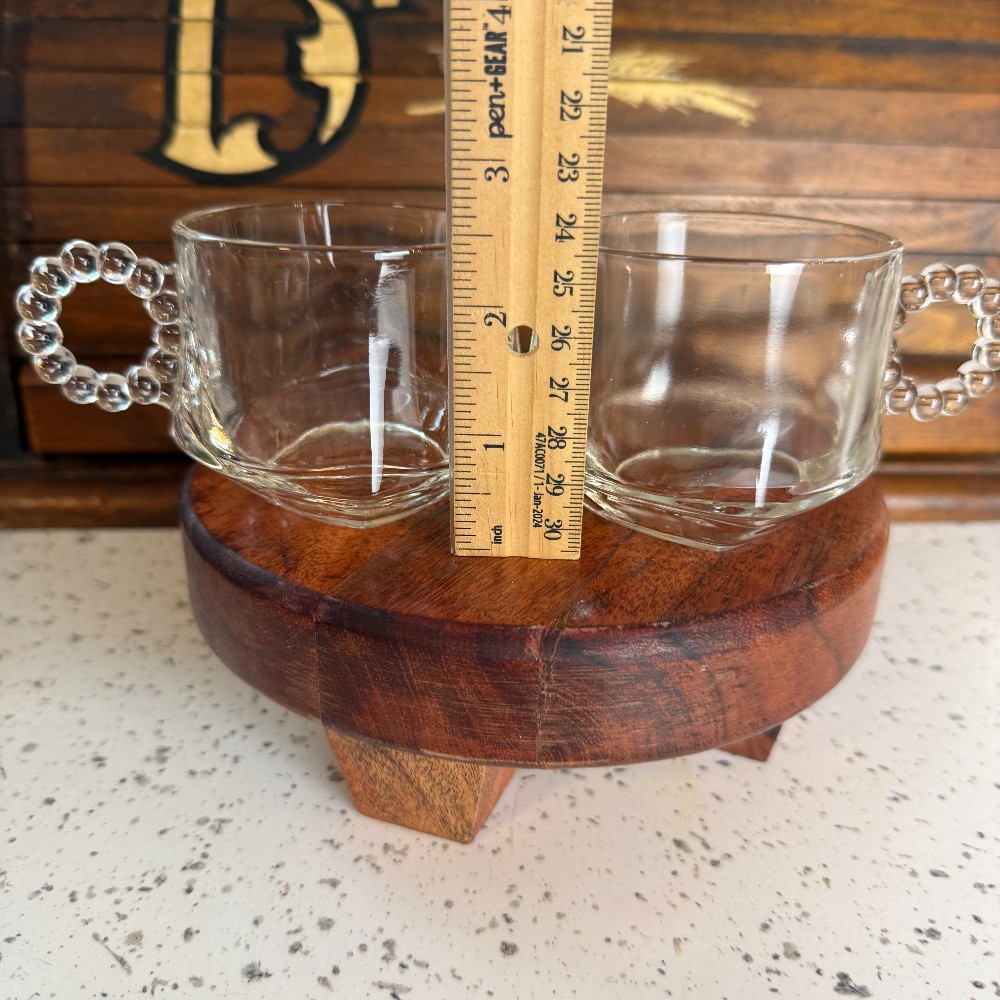 Vintage Candlewick Style Beaded Handle Punch Cups Set of 2 - DANA