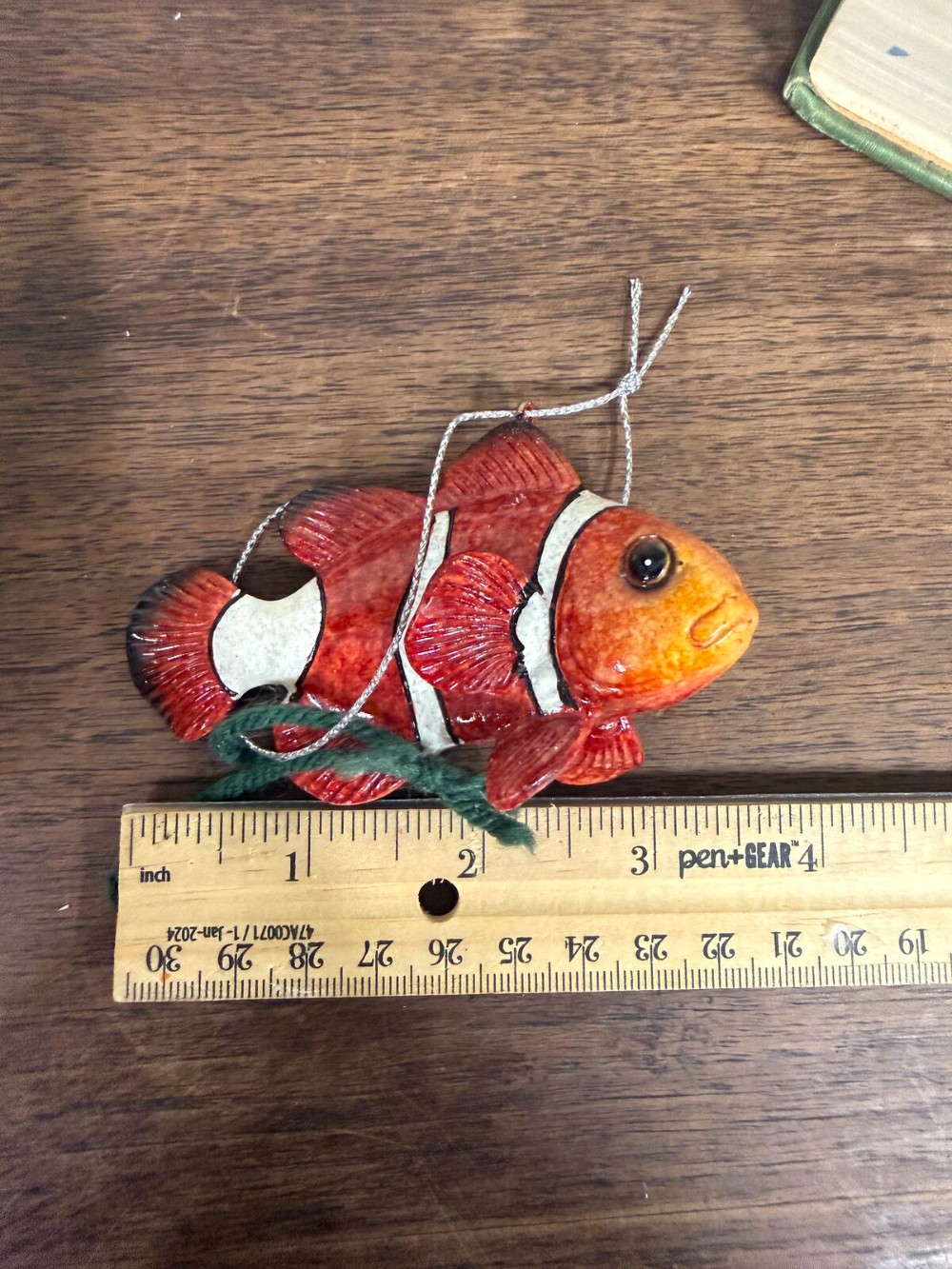 Clownfish Christmas Ornament Red and White Painted