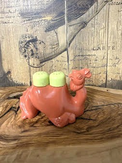 Plastic Pink Camel with Green  S/P Shakers Unusual