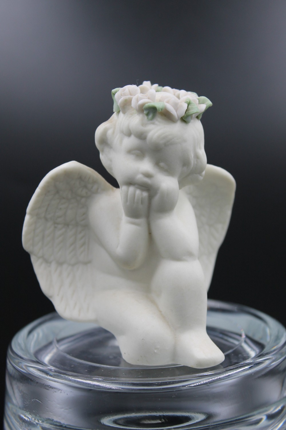 s/2 matte bisque sitting angel/cherub pot hugger