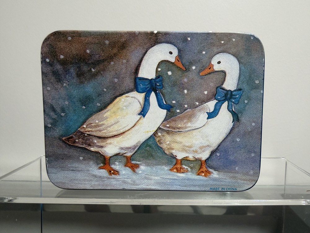 Blue Bow Geese Goose Notes with Metal Tin Cottage Core