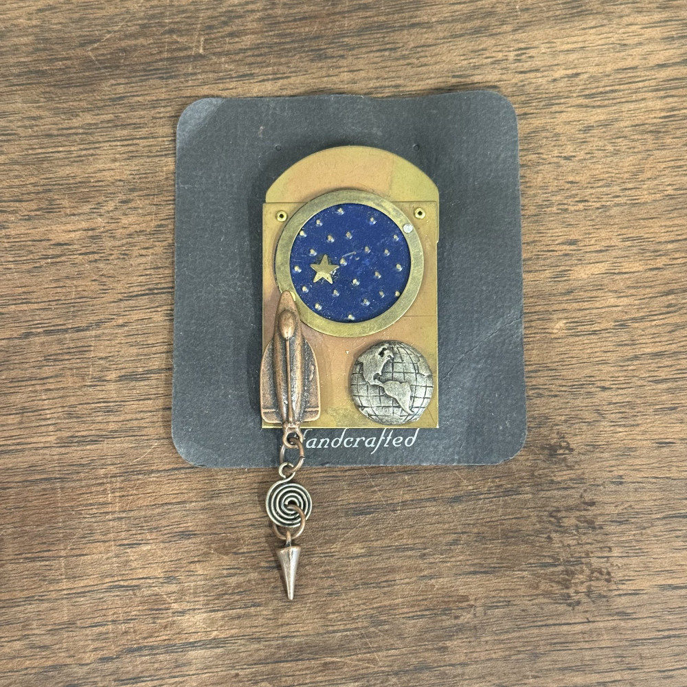 Handcrafted Mixed Metal Space Brooch