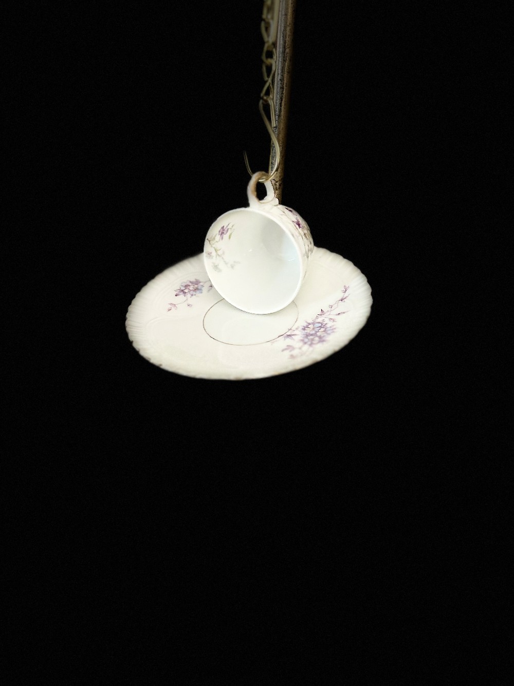 Bird feeder: Antique French Teacup & Austrian Saucer