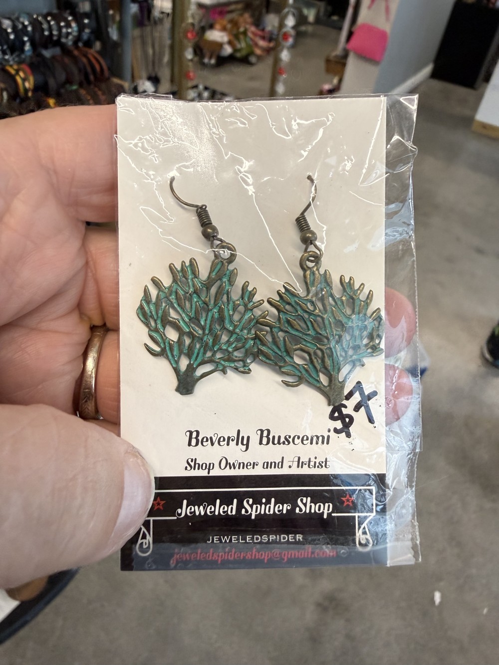 Earrings - Green Patina Tree of Life