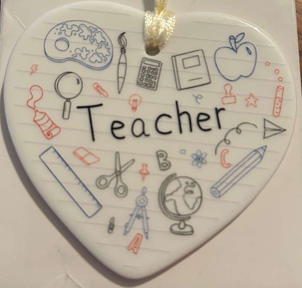Teacher Appreciation Ceramic Heart Ornament