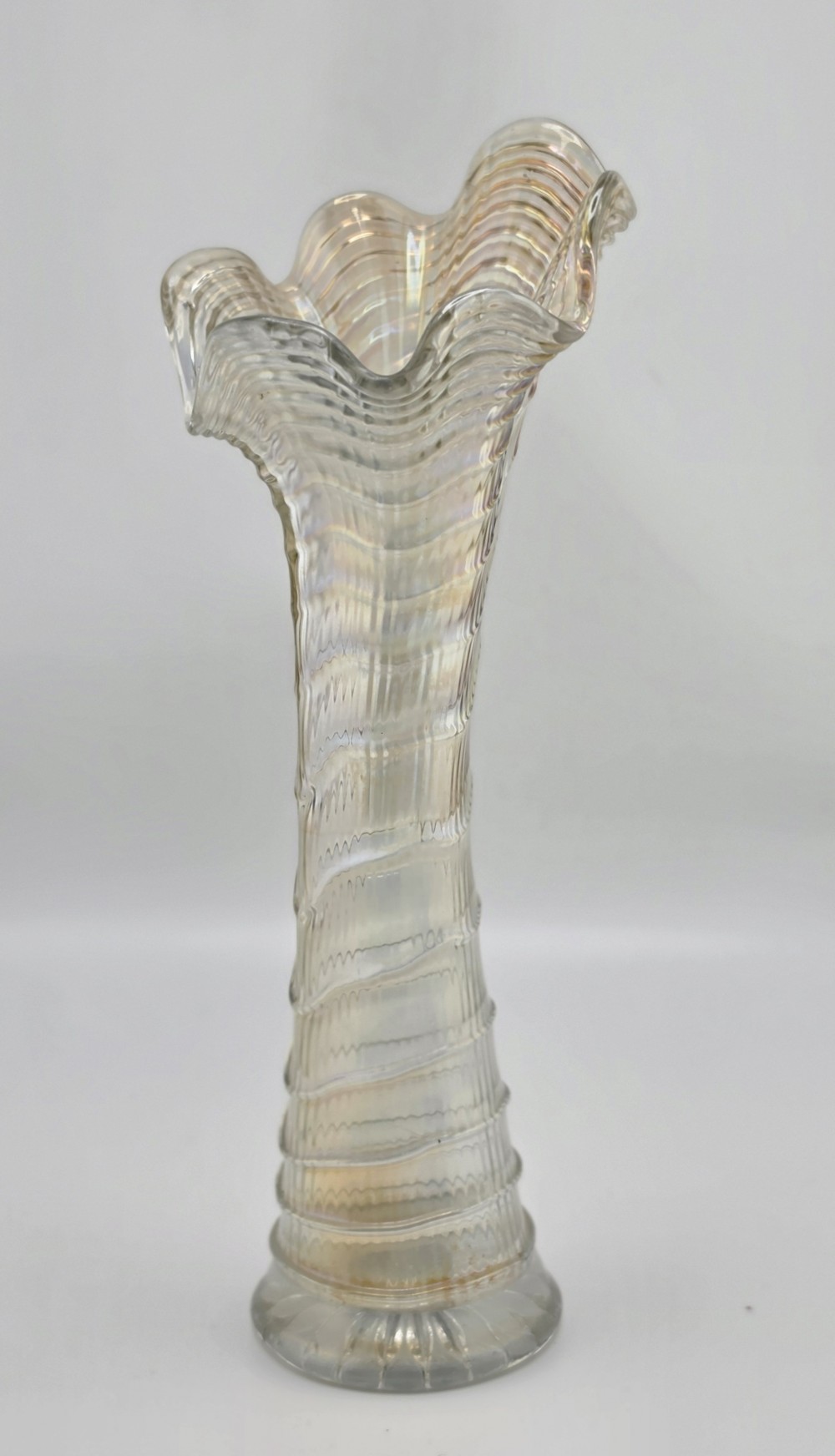 Antique 1920s Imperial Glass Ripple Swung Vase Marigold