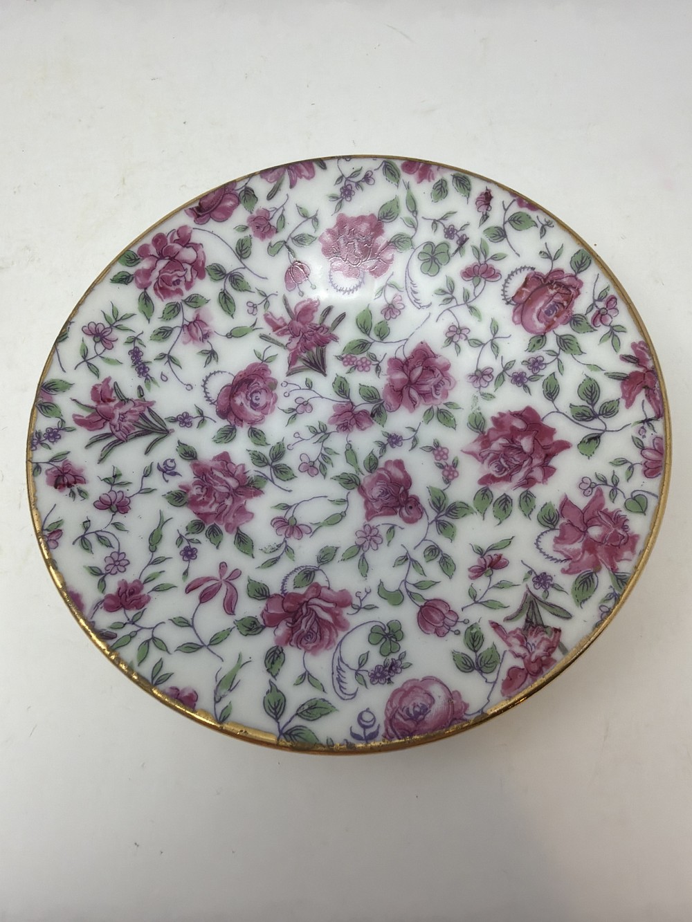 Vtg  Chintz Rose Plate