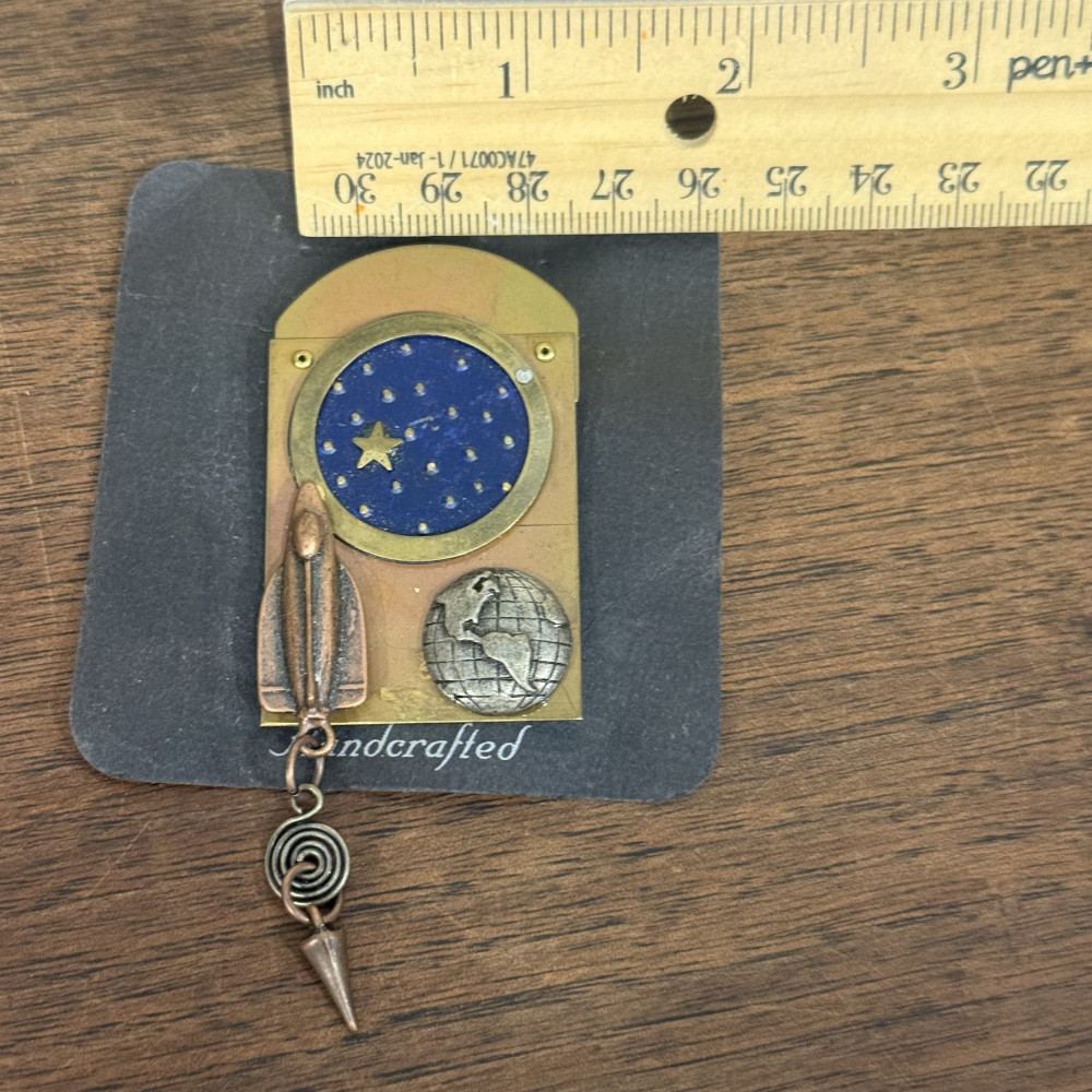 Handcrafted Mixed Metal Space Brooch