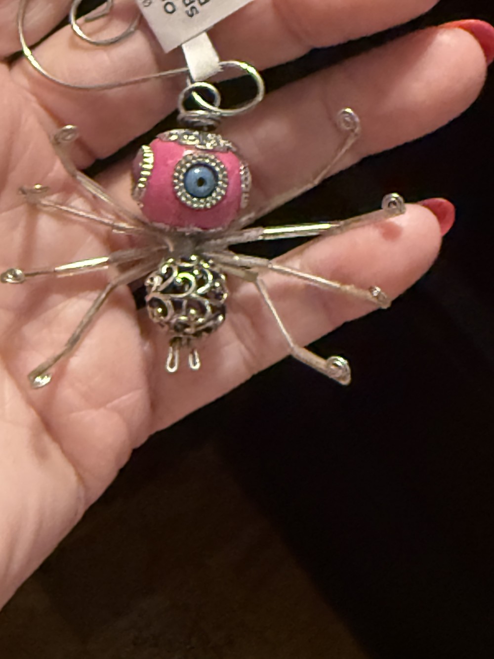 Ornament Spider Bright Pink & Silver