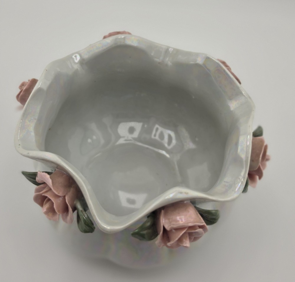 VTG Iridescent Lustreware Ceramic Rose Bowl